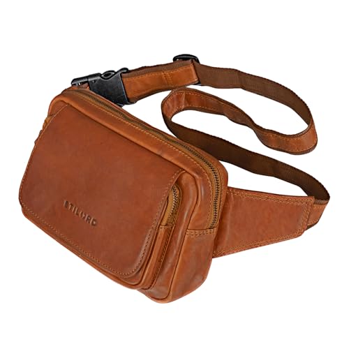 STILORD 'Boston' Gürteltasche Leder Vintage Bauchtasche Männer Frauen Hüfttasche für Kamera Jogging Reise Festival Sport Doggy Bag Echtleder, Farbe:Cognac - braun von STILORD