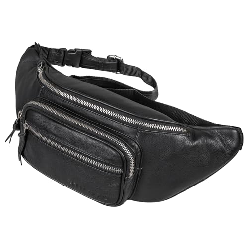 STILORD 'Brodie' Bauchtasche Leder Groß Crossbody Gürteltasche Handy Hüfttasche Modern Vintage Fanny Pack für Joggen Reisen Brusttasche XL Echtleder, Farbe:schwarz von STILORD