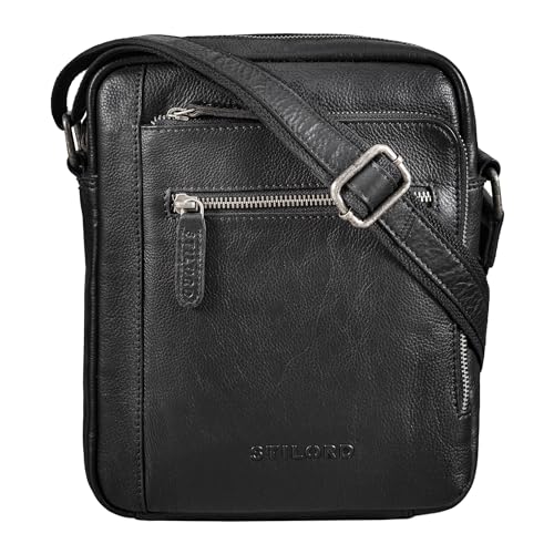 STILORD 'Bruce' Vintage Herrentasche Ledertasche Kleine Umhängetasche für Männer 9.7 Zoll iPad Tasche im Vintage Stil Echtes Leder, Farbe:schwarz von STILORD