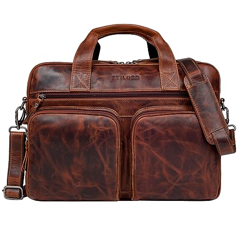 STILORD 'Caesar' Businesstasche 15,6 Zoll Leder Große Umhängetasche Aktentasche für Breite DIN A4 Ordner Laptoptasche für Arbeit Büro Uni Aufsteckbar Echtleder, Farbe:milano - braun STILORD 'Caesar' Businesstasche 15,6 Zoll Leder Große Umhängetasche Aktentasche für Breite DIN A4 Ordner Laptoptasche für Arbeit Büro Uni Aufsteckbar Echtleder, Farbe:milano - braun von STILORD