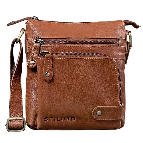 STILORD 'Cameron' Kleine Leder Umhängetasche Vintage Messenger Bag Ledertasche DIN A5 8,4 Zoll Tablettasche Handtasche Cross Body Bag Retro Ledertasche, Farbe:texas - braun von STILORD