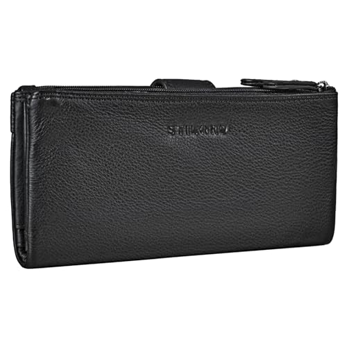 STILORD große Leder Damen-Geldbörse schwarz - Vintage Reise Portemonnaie mit RFID Schutz - Kartenetui für Frauen + Flugticket-Organizer 'Camille' STILORD große Leder Damen-Geldbörse schwarz - Vintage Reise Portemonnaie mit RFID Schutz - Kartenetui für Frauen + Flugticket-Organizer 'Camille' von STILORD
