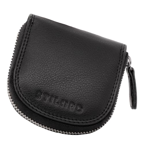 STILORD 'Cash' Wiener Schachtel Leder Vintage Münzbörse Münzetui mit Reißverschluss Slim Minibörse Kleine Geldbörse Schüttelbörse Echt Leder, Farbe:schwarz STILORD 'Cash' Wiener Schachtel Leder Vintage Münzbörse Münzetui mit Reißverschluss Slim Minibörse Kleine Geldbörse Schüttelbörse Echt Leder, Farbe:schwarz von STILORD