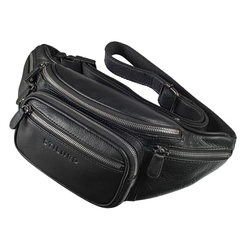 STILORD große Leder-Bauchtasche schwarz - Vintage Gürteltasche für Herren, Damen & Kinder - Retro Hüfttasche für Jogging, Festival, Urlaub 'Caspar' von STILORD