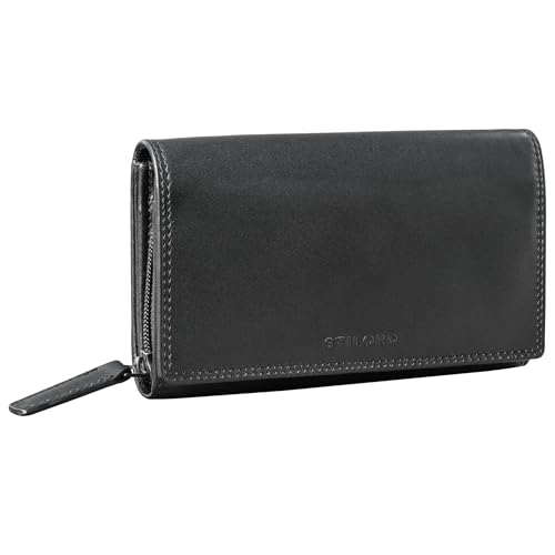 STILORD 'Chloe' Vintage Leder Geldbörse Damen mit RFID Schutz Portemonnaie Groß Brieftasche Frauen Echtleder mit Kartenfächer und Geschenkbox, Farbe:schwarz STILORD 'Chloe' Vintage Leder Geldbörse Damen mit RFID Schutz Portemonnaie Groß Brieftasche Frauen Echtleder mit Kartenfächer und Geschenkbox, Farbe:schwarz von STILORD