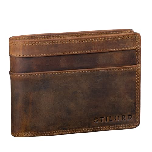 STILORD 'Cooper' RFID Leder Brieftasche Herren Vintage Portemonnaie Männer mit Ausweisfach und Ausleseschutz in Schwarzer Geschenkbox - Herren-Geldbörse Echt-Leder, Farbe:mittel - braun STILORD 'Cooper' RFID Leder Brieftasche Herren Vintage Portemonnaie Männer mit Ausweisfach und Ausleseschutz in Schwarzer Geschenkbox - Herren-Geldbörse Echt-Leder, Farbe:mittel - braun von STILORD
