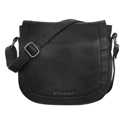 STILORD 'Diana' Handtasche Damen Leder Braun Elegante Umhängetasche Frauen Kleine Tasche Schultertasche Crossbody Bag Ausgehtasche Vintage Echtleder, Farbe:schwarz von STILORD