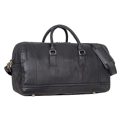 STILORD 'Edson' Leder Weekender Herren Damen Vintage Reisetasche Handgepäck Reisegepäck in Kabinengröße Duffle Bag Sporttasche Ledertasche Travel Bag, Farbe:schwarz von STILORD