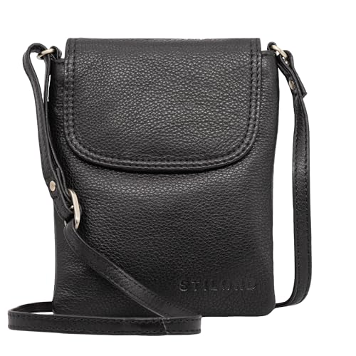 STILORD 'Ellis' Handytasche zum Umhängen Leder Brustbeutel Kleine Ledertasche Umhängetasche für Smartphone und Geldbörse Cross-Body Bag XS Vintage Leder, Farbe:schwarz von STILORD