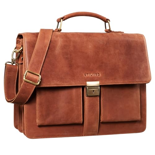 STILORD 'Eros' Aktentasche Leder 15,6 Zoll Laptoptasche Business Umhängetasche Große Arbeitstasche XL Vintage Ledertasche mit Dreifachtrenner, Farbe:andorra - braun STILORD 'Eros' Aktentasche Leder 15,6 Zoll Laptoptasche Business Umhängetasche Große Arbeitstasche XL Vintage Ledertasche mit Dreifachtrenner, Farbe:andorra - braun von STILORD