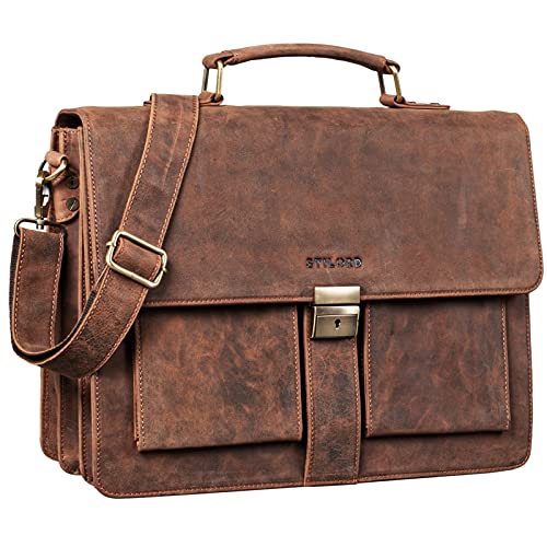 STILORD 'Eros' Aktentasche Leder 15,6 Zoll Laptoptasche Business Umhängetasche Große Arbeitstasche XL Vintage Ledertasche mit Dreifachtrenner, Farbe:aneto - braun STILORD 'Eros' Aktentasche Leder 15,6 Zoll Laptoptasche Business Umhängetasche Große Arbeitstasche XL Vintage Ledertasche mit Dreifachtrenner, Farbe:aneto - braun von STILORD