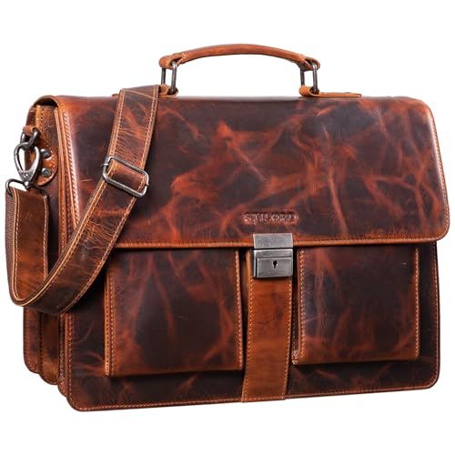 STILORD 'Eros' Aktentasche Leder 15,6 Zoll Laptoptasche Business Umhängetasche Große Arbeitstasche XL Vintage Ledertasche mit Dreifachtrenner, Farbe:milano - braun STILORD 'Eros' Aktentasche Leder 15,6 Zoll Laptoptasche Business Umhängetasche Große Arbeitstasche XL Vintage Ledertasche mit Dreifachtrenner, Farbe:milano - braun von STILORD