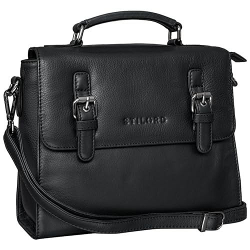STILORD 'Estelle' Fashion Handtasche Leder Umhängetasche Damen Elegant Schultertasche Vintage Damentasche Satchel Bag aus echtem Leder, Farbe:schwarz STILORD 'Estelle' Fashion Handtasche Leder Umhängetasche Damen Elegant Schultertasche Vintage Damentasche Satchel Bag aus echtem Leder, Farbe:schwarz von STILORD