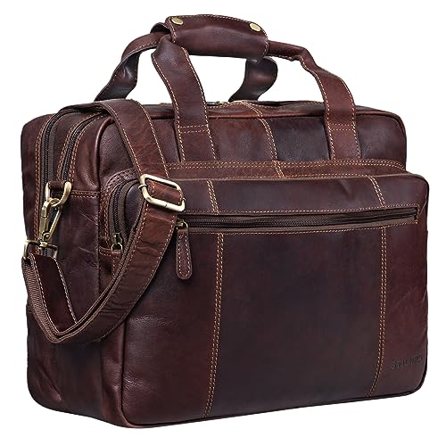 STILORD 'Experience' Vintage Lehrertasche Leder groß für Herren Damen XL Aktentasche Business Schulter- oder Umhängetasche für Laptop Trolley aufsteckbar, Farbe:cognac - dunkelbraun STILORD 'Experience' Vintage Lehrertasche Leder groß für Herren Damen XL Aktentasche Business Schulter- oder Umhängetasche für Laptop Trolley aufsteckbar, Farbe:cognac - dunkelbraun von STILORD
