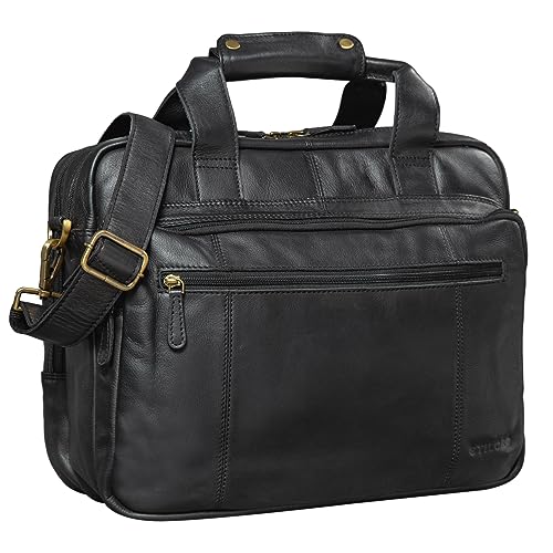 STILORD 'Experience' Vintage Lehrertasche Leder groß für Herren Damen XL Aktentasche Business Schulter- oder Umhängetasche für Laptop Trolley aufsteckbar, Farbe:schwarz STILORD 'Experience' Vintage Lehrertasche Leder groß für Herren Damen XL Aktentasche Business Schulter- oder Umhängetasche für Laptop Trolley aufsteckbar, Farbe:schwarz von STILORD
