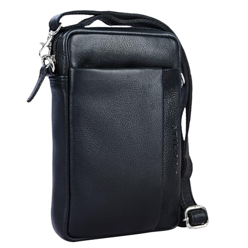 STILORD 'Fiete' 2-in-1 Umhängetasche/Handgelenktasche Leder Herren multifunktionale Handtasche mit abnehmbarem Schulterriemen kleine Ledertasche im Vintage Design, Farbe:schwarz STILORD 'Fiete' 2-in-1 Umhängetasche/Handgelenktasche Leder Herren multifunktionale Handtasche mit abnehmbarem Schulterriemen kleine Ledertasche im Vintage Design, Farbe:schwarz von STILORD