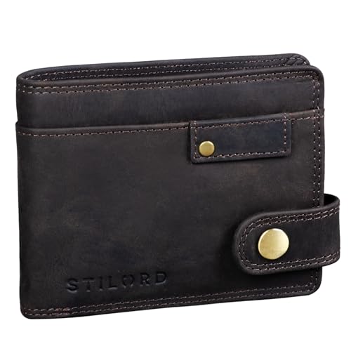 STILORD 'Finley' Leder Geldbörse Herren RFID und NFC Schutz Männer Portemonnaie mit Druckknopf Brieftasche mit Ausleseschutz in Geschenkbox, Farbe:dunkel - braun STILORD 'Finley' Leder Geldbörse Herren RFID und NFC Schutz Männer Portemonnaie mit Druckknopf Brieftasche mit Ausleseschutz in Geschenkbox, Farbe:dunkel - braun von STILORD
