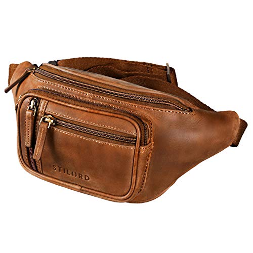 STILORD 'Greg' Bauchtasche Leder Vintage Hüfttasche Herren Damen Belt Bag für Sport Festival Handy Werkzeugtasche Gürteltasche Doggy Bag Echtleder, Farbe:Andorra - braun von STILORD