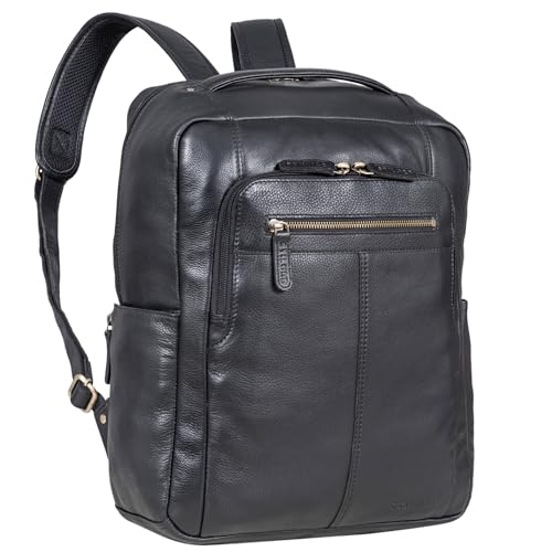 STILORD 'Guido' Exklusiver Business Lederrucksack mit Laptop-Fach 15,6 Zoll - Vintage Rucksack aus hochwertigem Echtleder, zeitloses Design | perfekte Organisation für Herren und Damen, Farbe:schwarz von STILORD