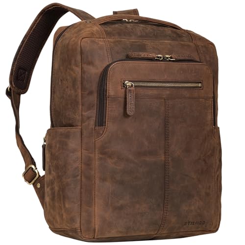 STILORD 'Guido' Exklusiver Business Lederrucksack mit Laptop-Fach 15,6 Zoll - Vintage Rucksack aus hochwertigem Echtleder zeitloses Design, Farbe:zamora - braun von STILORD