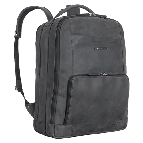 STILORD XL Herren-Businessrucksack aus Leder anthrazit - 15-17 Zoll großer Arbeitsrucksack - Männer Laptop-Rucksack - Vintage Office-Bag aus Echtleder 'Harlow' von STILORD