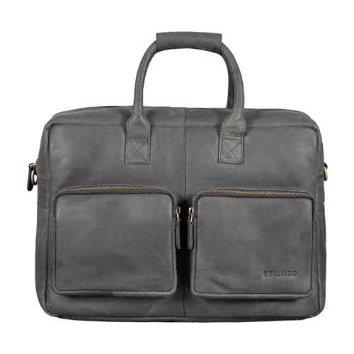 STILORD 'Henri' Bürotasche Leder 15,6 Zoll Vintage Laptop Aktentasche Businesstasche Umhängetasche Lehrertasche Büffelleder, Farbe:anthrazit STILORD 'Henri' Bürotasche Leder 15,6 Zoll Vintage Laptop Aktentasche Businesstasche Umhängetasche Lehrertasche Büffelleder, Farbe:anthrazit von STILORD