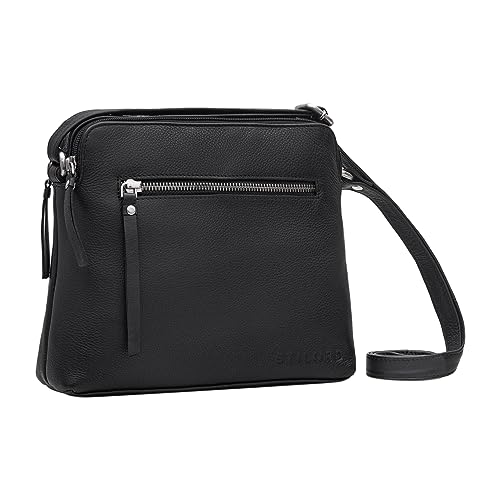 STILORD 'Hope' Handtasche Damen Echtleder Umhängetasche Klein Vintage Ledertasche Abendtasche Partytasche zum Ausgehen Freizeittasche Leder für Frauen, Farbe:schwarz von STILORD