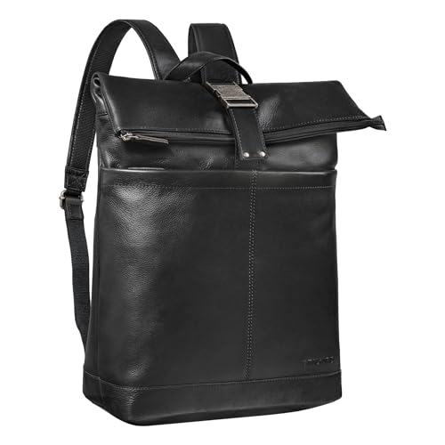STILORD 'Hudson' Vintage Rolltop Rucksack Leder mit Laptopfach 13,3 Zoll, Fahrradrucksack Kurierrucksack für Damen und Herren, Farbe:schwarz STILORD 'Hudson' Vintage Rolltop Rucksack Leder mit Laptopfach 13,3 Zoll, Fahrradrucksack Kurierrucksack für Damen und Herren, Farbe:schwarz von STILORD