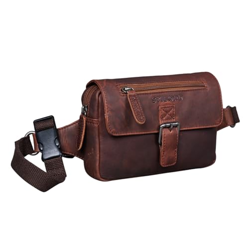 STILORD 'Ian' Gürteltasche Leder Herren Damen Vintage Hüfttasche Leder Große Bauchtasche für Sport Reisen Festival 8,4 Zoll Tablets Echtleder, Farbe:Valencia - braun von STILORD