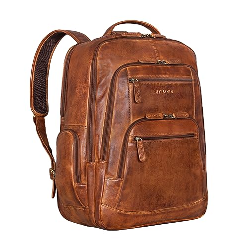 STILORD 'Igor' Großer Leder Rucksack Damen und Herren mit Laptop-Fach 18 Zoll Laptoprucksack Daypack Tagesrucksack Studenten Rucksack Echtleder - Business Büro und Uni, Farbe:brandy - cognac STILORD 'Igor' Großer Leder Rucksack Damen und Herren mit Laptop-Fach 18 Zoll Laptoprucksack Daypack Tagesrucksack Studenten Rucksack Echtleder - Business Büro und Uni, Farbe:brandy - cognac von STILORD