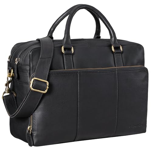 STILORD 'Isaac' Leder Businesstasche Vintage Umhängetasche 13,3 Zoll Laptoptasche Bürotasche Aktentasche Lehrertasche Ledertasche Damen Herren Echt Leder, Farbe:schwarz STILORD 'Isaac' Leder Businesstasche Vintage Umhängetasche 13,3 Zoll Laptoptasche Bürotasche Aktentasche Lehrertasche Ledertasche Damen Herren Echt Leder, Farbe:schwarz von STILORD