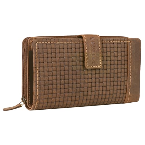 STILORD 'Isabella' Leder Geldbeutel Damen RFID Schutz Vintage Portemonnaie geflochten für Frauen Anti NFC Großer Geldbörse Echtleder mit Geschenkbox, Farbe:Sepia - braun STILORD 'Isabella' Leder Geldbeutel Damen RFID Schutz Vintage Portemonnaie geflochten für Frauen Anti NFC Großer Geldbörse Echtleder mit Geschenkbox, Farbe:Sepia - braun von STILORD