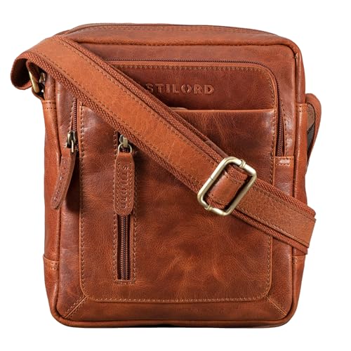 STILORD 'Jamie' Herren Ledertasche Umhängetasche klein Vintage Messenger Bag Herrenhandtasche für 9.7 Zoll iPad Moderne Leder Schultertasche für Männer, Farbe:maraska - braun von STILORD