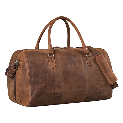 STILORD Leder-Reisetasche braun für Damen & Herren - Echtleder-Weekender für Reisen, Sport, Fitness & mehr - Elegante Handgepäck-Tasche 'Jarvis' von STILORD