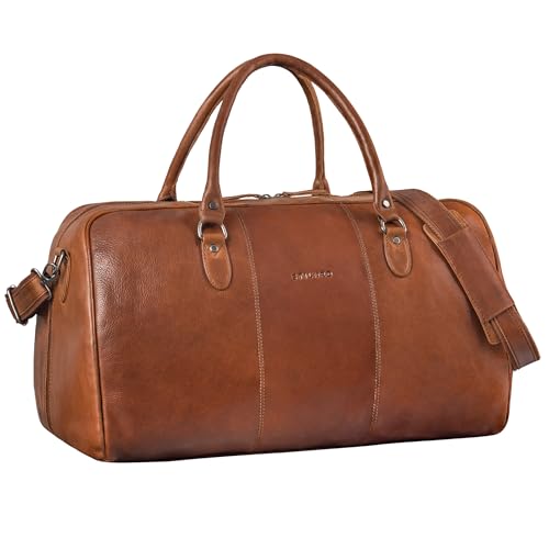 STILORD Leder-Reisetasche braun für Damen & Herren - Echtleder-Weekender für Reisen, Sport, Fitness & mehr - Elegante Handgepäck-Tasche 'Jarvis' von STILORD