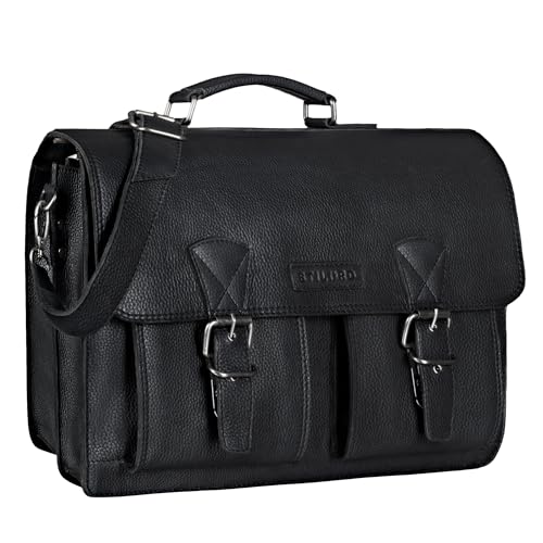 STILORD 'Jeffrey' Lehrertasche Aktentasche Leder Große Vintage Ledertasche zum Umhängen 15.6 Zoll Laptop Tasche für Schule Uni Business Trolley Aufsteckbar, Farbe:schwarz STILORD 'Jeffrey' Lehrertasche Aktentasche Leder Große Vintage Ledertasche zum Umhängen 15.6 Zoll Laptop Tasche für Schule Uni Business Trolley Aufsteckbar, Farbe:schwarz von STILORD