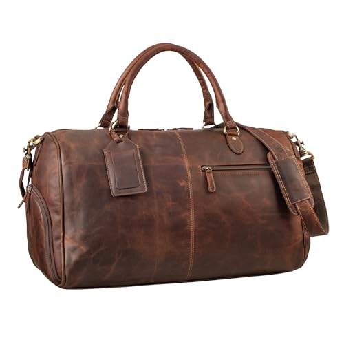 STILORD 'Jermaine' Vintage Leder Reisetasche Groß Handgepäck Weekender Damen Herren Duffle Bag Echt Leder-Tasche Travel Bag zum Umhängen Wochenend Tasche mit Schuhfach, Farbe:Cognac - Dunkelbraun STILORD 'Jermaine' Vintage Leder Reisetasche Groß Handgepäck Weekender Damen Herren Duffle Bag Echt Leder-Tasche Travel Bag zum Umhängen Wochenend Tasche mit Schuhfach, Farbe:Cognac - Dunkelbraun von STILORD