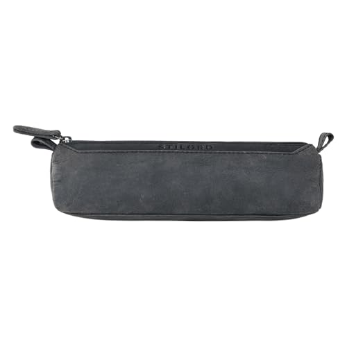 STILORD 'Jim' Federmappe Leder Vintage Stifte Euti 2 Fach rundes Federmäppchen groß Stiftemappe für Damen und Herren Faulenzer aus echtem Leder, Farbe:Carbon - grau STILORD 'Jim' Federmappe Leder Vintage Stifte Euti 2 Fach rundes Federmäppchen groß Stiftemappe für Damen und Herren Faulenzer aus echtem Leder, Farbe:Carbon - grau von STILORD