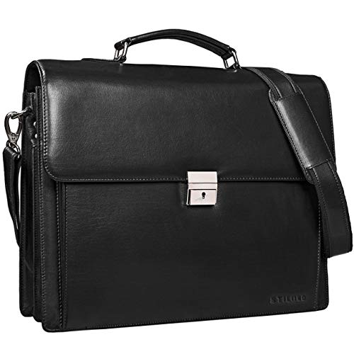 STILORD 'Johann' Klassische Aktentasche Herren Damen Schwarz Businesstasche 15,6 Zoll Laptop DIN A4 Ordner mit Schloss Echtes Rinds-Leder STILORD 'Johann' Klassische Aktentasche Herren Damen Schwarz Businesstasche 15,6 Zoll Laptop DIN A4 Ordner mit Schloss Echtes Rinds-Leder von STILORD