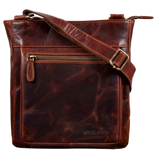 STILORD 'Kaja' Vintage Ledertasche Damen Umhängetasche Handtasche Crossbody Bag Elegante Schultertasche Tasche für iPad 9.7 Zoll DIN A5 Echt Leder, Farbe:siena - braun von STILORD