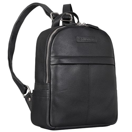 STILORD 'Klara' Raffinierter Rucksack Damen Leder Klein Elegant Lederrucksack Rucksackhandtasche Vintage Daypack Handtasche Cityrucksack Echtleder, Farbe:schwarz von STILORD