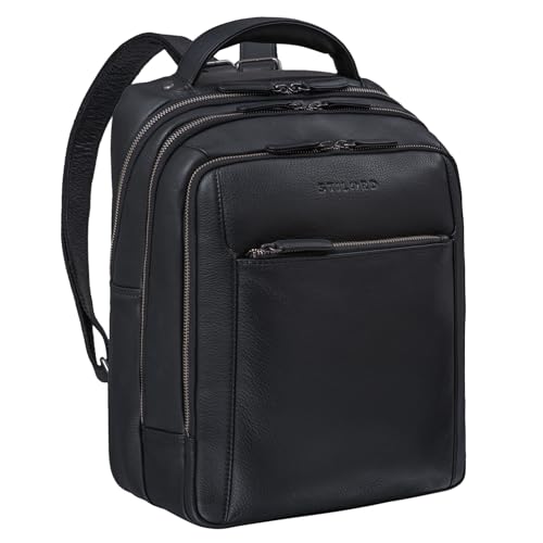 STILORD 'Kobe' Business Rucksack Leder Groß und Breit ideal als Lehrer Rucksack Schulrucksack Backpack Laptoprucksack mit vielen Fächern aus Echtem Vintage Leder, Farbe:schwarz STILORD 'Kobe' Business Rucksack Leder Groß und Breit ideal als Lehrer Rucksack Schulrucksack Backpack Laptoprucksack mit vielen Fächern aus Echtem Vintage Leder, Farbe:schwarz von STILORD