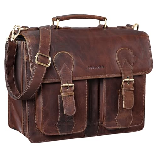 STILORD 'Kronos' Aktentasche Leder Herren Lehrertasche Leder-Tasche Büro Business groß Arbeitstasche Umhängetasche Vintage Echtleder aufsteckbar, Farbe:florida - braun STILORD 'Kronos' Aktentasche Leder Herren Lehrertasche Leder-Tasche Büro Business groß Arbeitstasche Umhängetasche Vintage Echtleder aufsteckbar, Farbe:florida - braun von STILORD