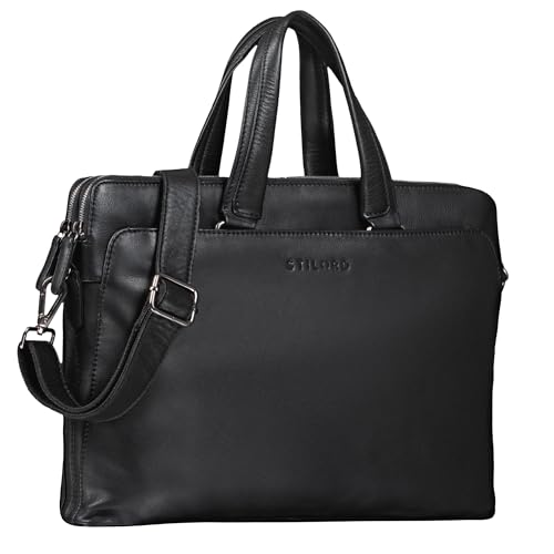 STILORD 'Kylie' Business Ledertasche Damen 13,3 Zoll Laptoptasche Vintage Aktentasche Umhängetasche Handtasche für Büro Arbeit Echt Leder, Farbe:schwarz STILORD 'Kylie' Business Ledertasche Damen 13,3 Zoll Laptoptasche Vintage Aktentasche Umhängetasche Handtasche für Büro Arbeit Echt Leder, Farbe:schwarz von STILORD