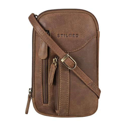STILORD 'Lane' 3-in-1 Handy Umhängetasche Gürteltasche Handgelenktasche Leder Brustbeutel für Smartphone Kleine Crossbody Bag Vintage Echtleder, Farbe:mittel - braun STILORD 'Lane' 3-in-1 Handy Umhängetasche Gürteltasche Handgelenktasche Leder Brustbeutel für Smartphone Kleine Crossbody Bag Vintage Echtleder, Farbe:mittel - braun von STILORD