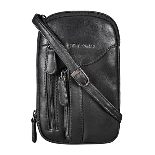 STILORD 'Lane' 3-in-1 Handy Umhängetasche Gürteltasche Handgelenktasche Leder Brustbeutel für Smartphone Kleine Crossbody Bag Vintage Echtleder, Farbe:schwarz von STILORD