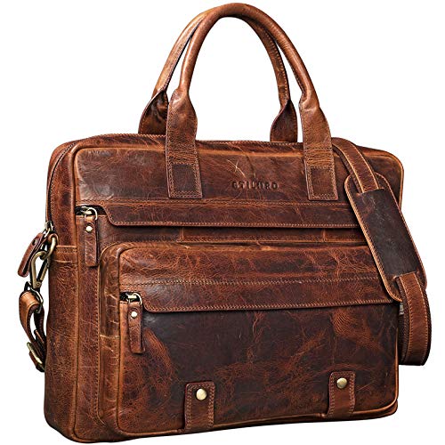 STILORD 'Leander' Umhängetasche Leder Groß Arbeitstasche Aktentasche Business Herren und Damen 15.6 Zoll Laptoptasche Rindsleder, Farbe:kara - cognac STILORD 'Leander' Umhängetasche Leder Groß Arbeitstasche Aktentasche Business Herren und Damen 15.6 Zoll Laptoptasche Rindsleder, Farbe:kara - cognac von STILORD