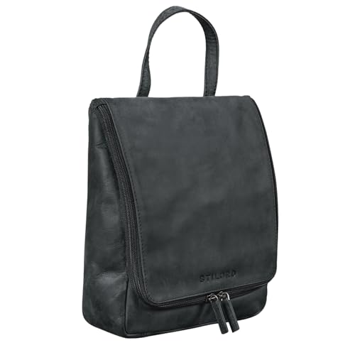 STILORD 'Lewi' Kulturbeutel zum Aufhängen Leder Kulturtasche Waschtasche mit Henkel und Haken Reise Necessaire Vintage Leder, Farbe:anthrazit STILORD 'Lewi' Kulturbeutel zum Aufhängen Leder Kulturtasche Waschtasche mit Henkel und Haken Reise Necessaire Vintage Leder, Farbe:anthrazit von STILORD