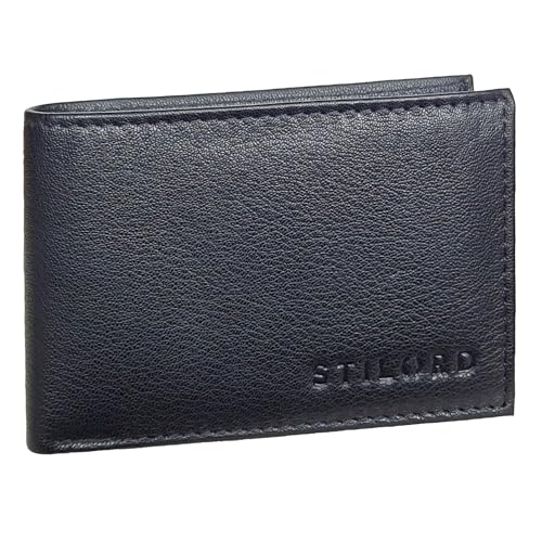 STILORD 'Lincoln' Mini Geldbörse RFID Leder Herren Slim Wallet Minibörse Portemonnaie klein NFC Protector kleine Brieftasche Echtleder in Geschenkbox klein, Farbe:schwarz von STILORD