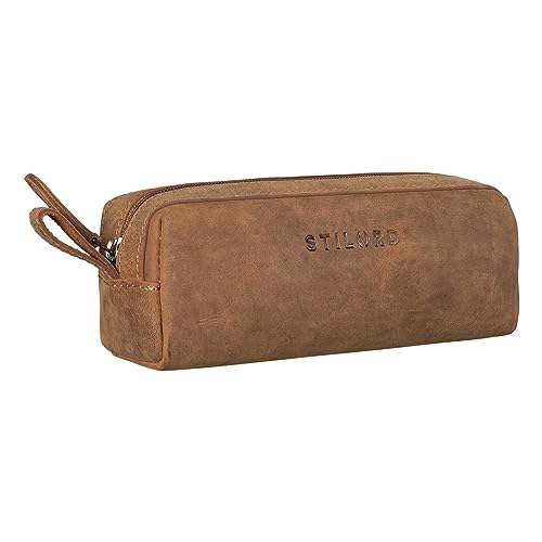 STILORD 'Linus' Etui Leder Vintage Herren Damen Stifteetui Lederetui Federmappe quadratisch Stiftetasche Büffelleder, Farbe:tan - Dunkelbraun STILORD 'Linus' Etui Leder Vintage Herren Damen Stifteetui Lederetui Federmappe quadratisch Stiftetasche Büffelleder, Farbe:tan - Dunkelbraun von STILORD